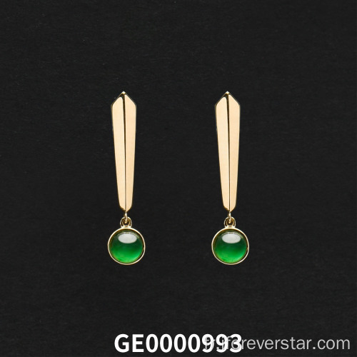 Boucles d&#39;oreilles en jadéite verte impérial réelle 18K